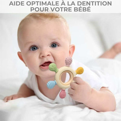 Anneau de dentition silicone et bois naturel
