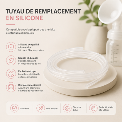 Tuyau de remplacement en silicone pour tire-lait