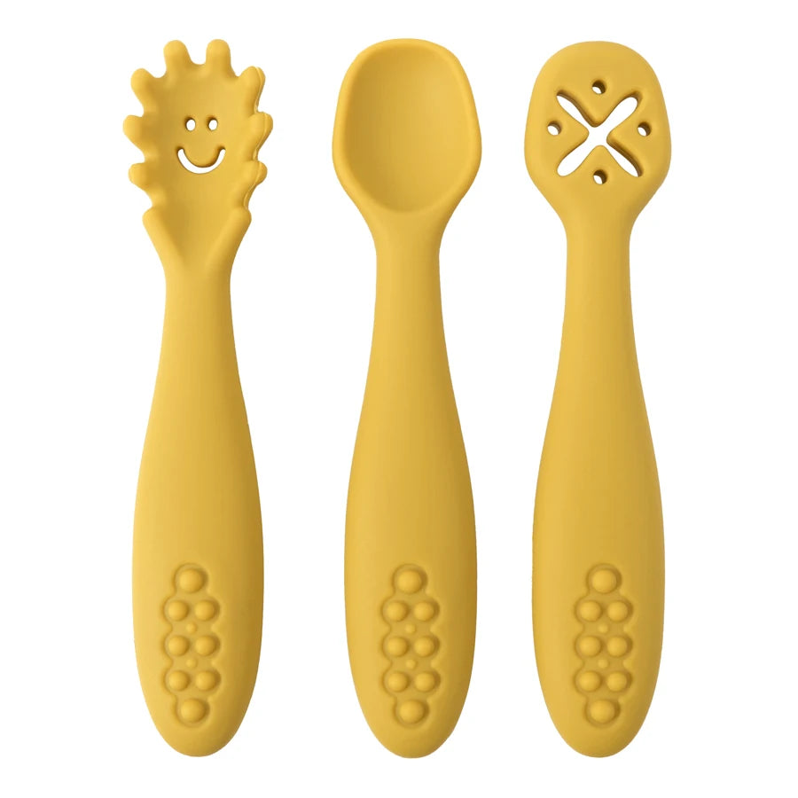 Set de 3 cuillères d'apprentissage en silicone pour bébé