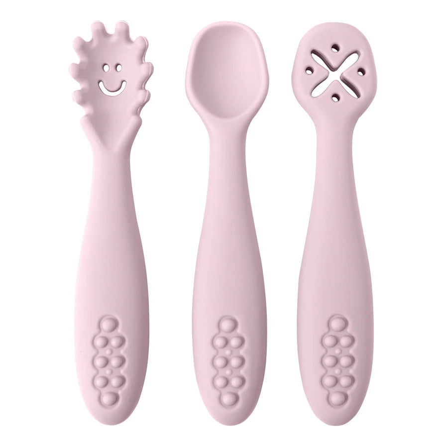 Set de 3 cuillères d'apprentissage en silicone pour bébé