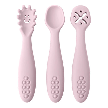 Kit de 3 cuillères d'apprentissage en silicone pour bébé