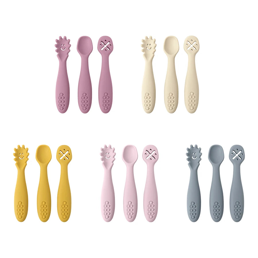 Set de 3 cuillères d'apprentissage en silicone pour bébé