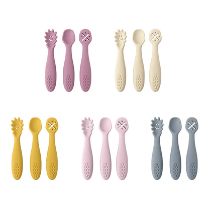 Kit de 3 cuillères d'apprentissage en silicone pour bébé