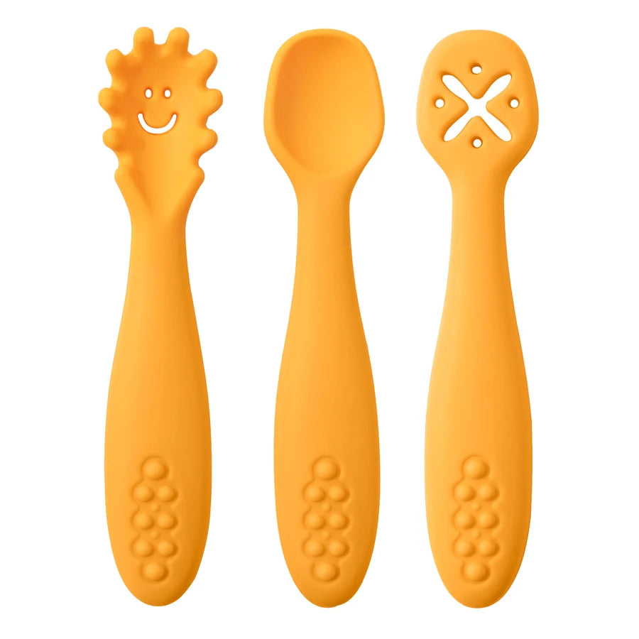 Set de 3 cuillères d'apprentissage en silicone pour bébé