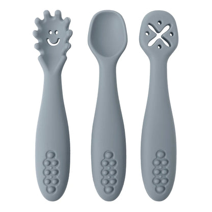 Kit de 3 cuillères d'apprentissage en silicone pour bébé