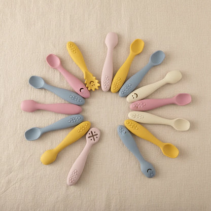 Kit de 3 cuillères d'apprentissage en silicone pour bébé