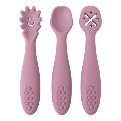 Kit de 3 cuillères d'apprentissage en silicone pour bébé
