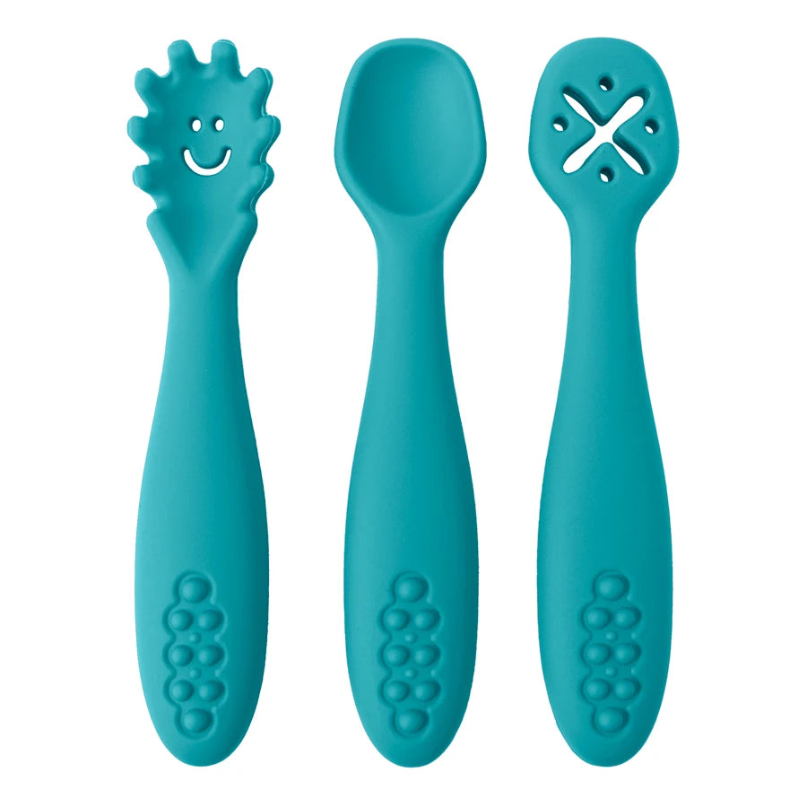 Set de 3 cuillères d'apprentissage en silicone pour bébé