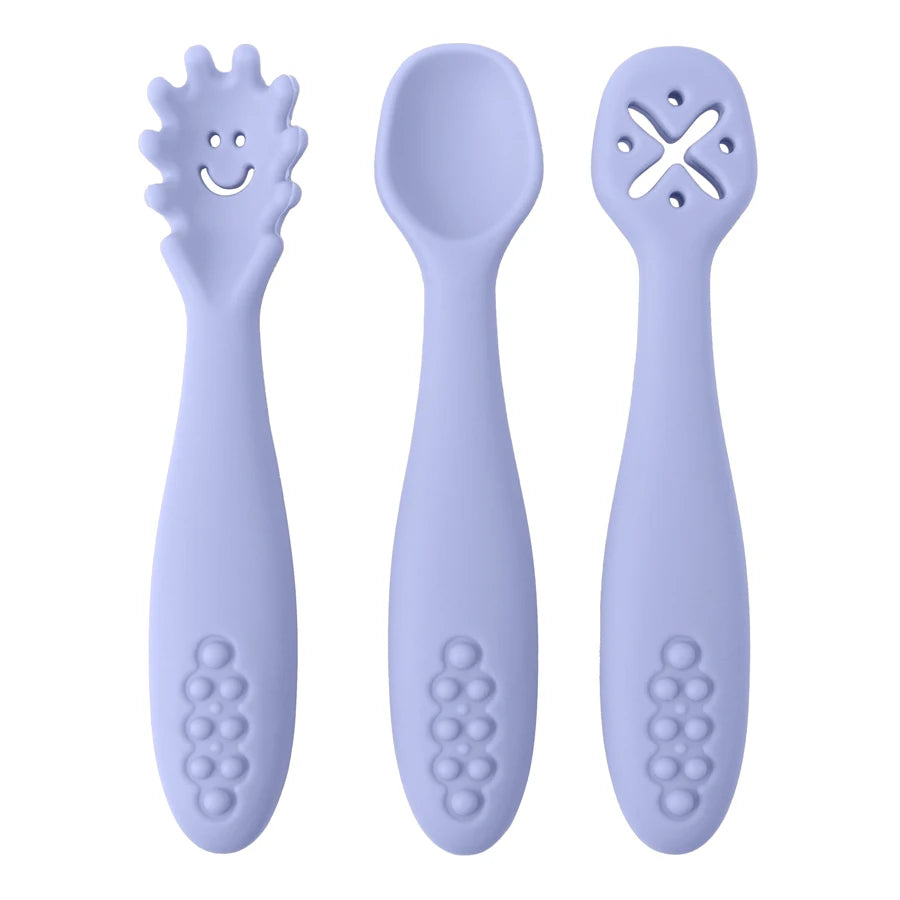 Set de 3 cuillères d'apprentissage en silicone pour bébé